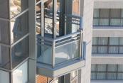 glass railing panels in high rise