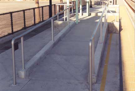 one line single ramp aluminum railings
